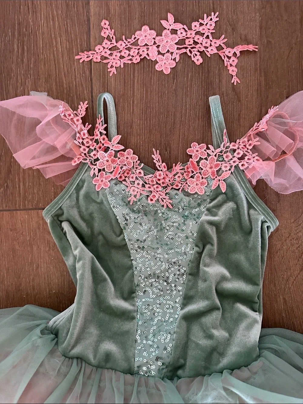 Weissman Pink & Green Fairy Tutu Dress Costume. Great for dance or Halloween.